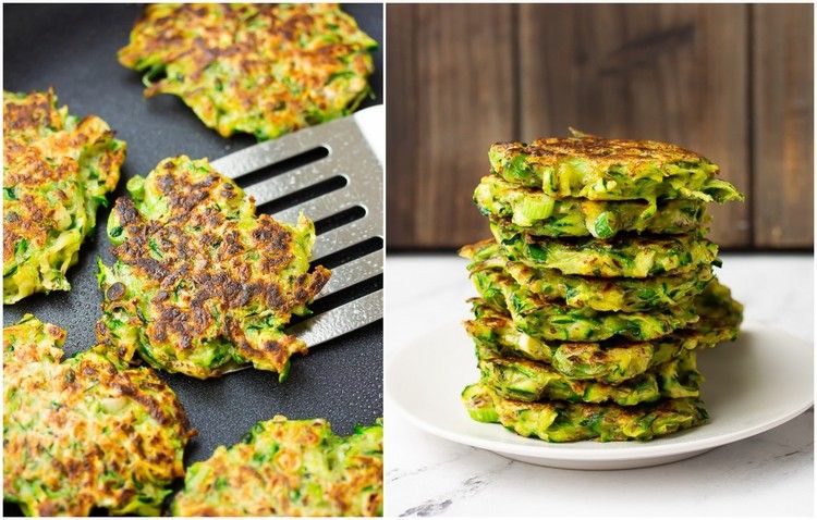 Förbered zucchinipannkakor vegan utan ägg