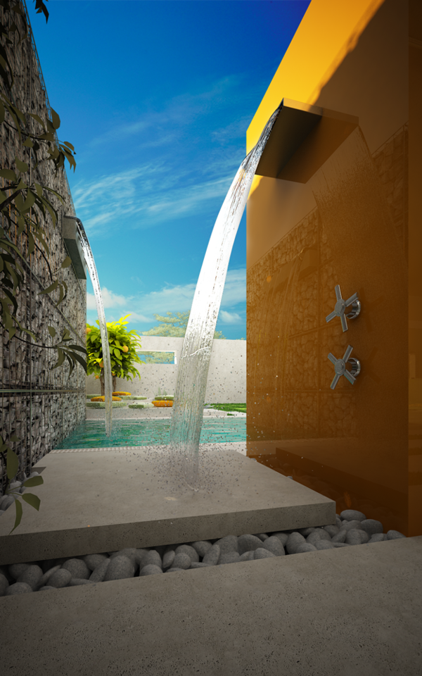 Dusch för trädgården modernt vattenfall högglansigt