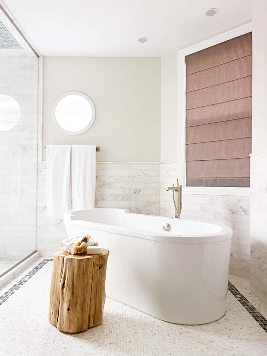 Badkar badkar-vit akryl-rustik pall-tvål hållare sida bord design