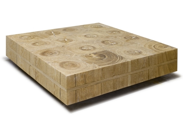 manteiga massivt trä bit lågt fyrkantigt soffbord