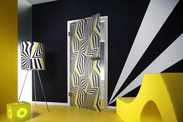 Design glasdörrar lars contzen svart gul geometriskt avantgarde