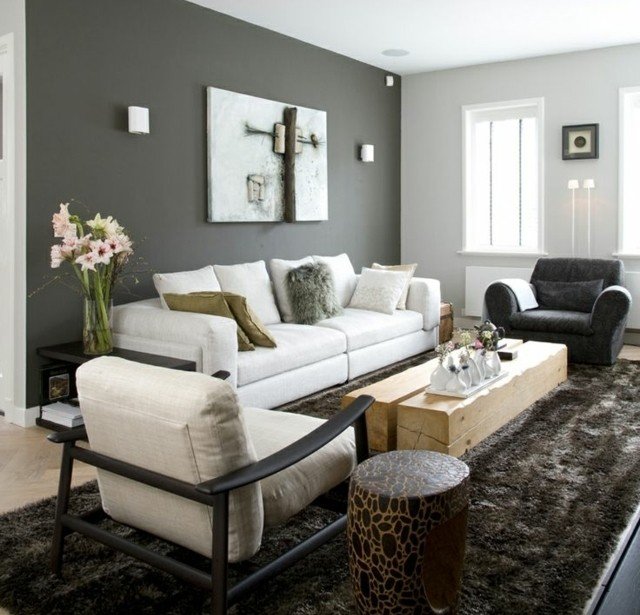 Väggfärg grå färgidéer modern lantlig stil