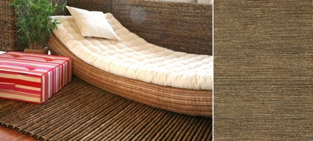 Balkongmatta design handvävd beige brun