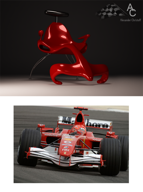 Loungefåtölj F1 ferrari design eldröd glans