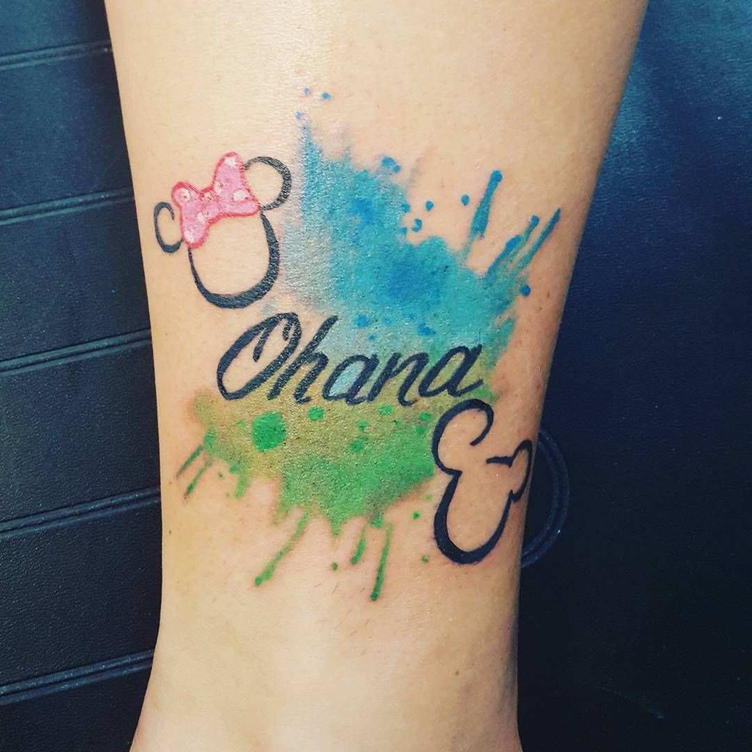 Ohana tatuering trender familj akvarell tatuering idéer små kvinnor