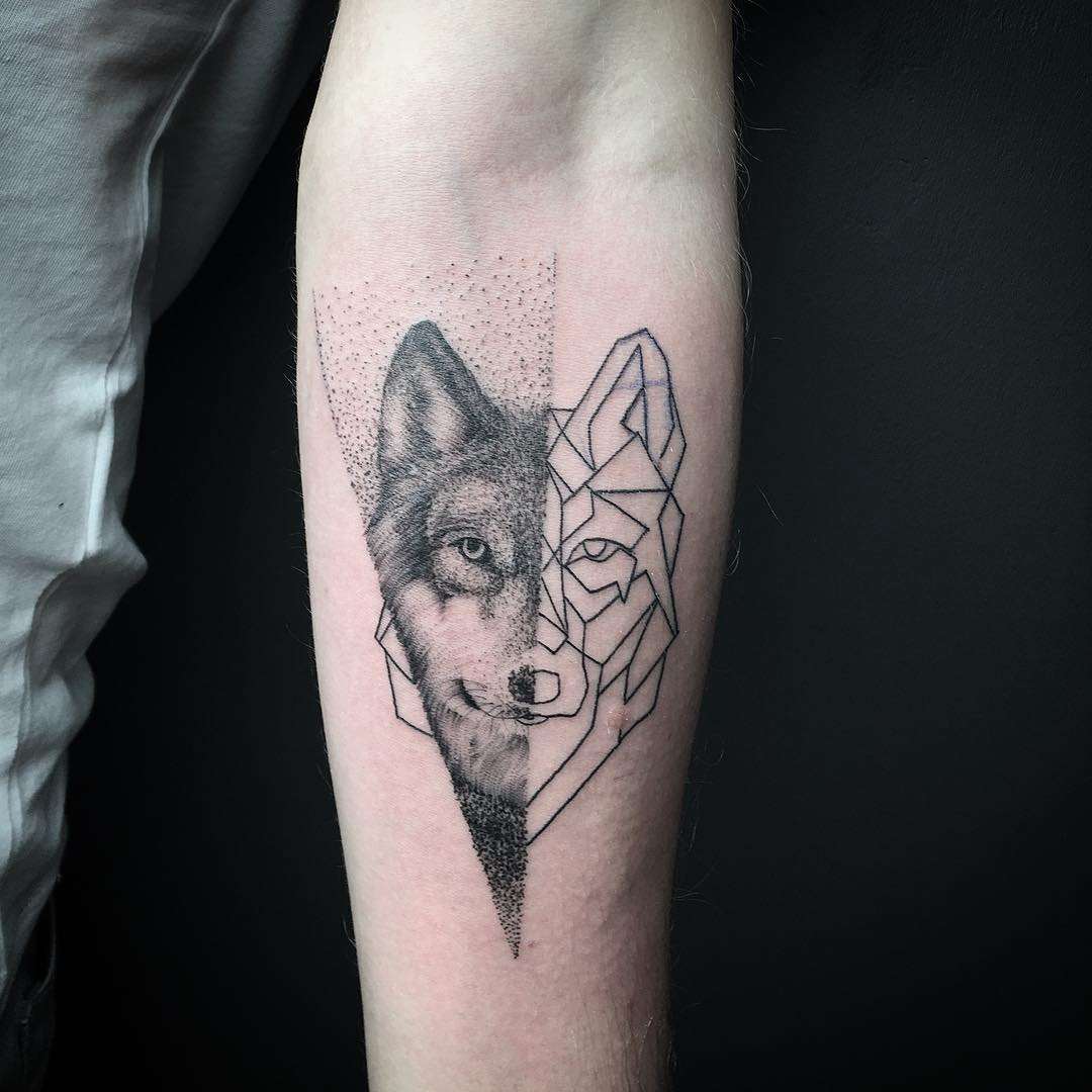 Wolf tatuering trender geometriska tatuering design kvinnor