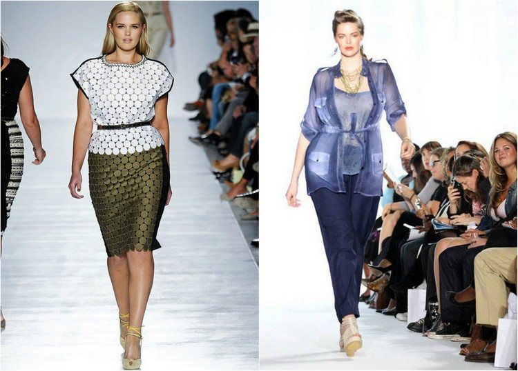 Mode för knubbiga trendiga-catwalk-plus-storlek-modeller