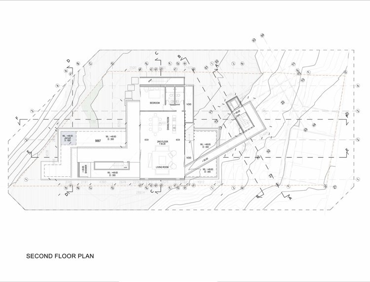 Skiss av den omgivande arkitektoniska planen för ett hus