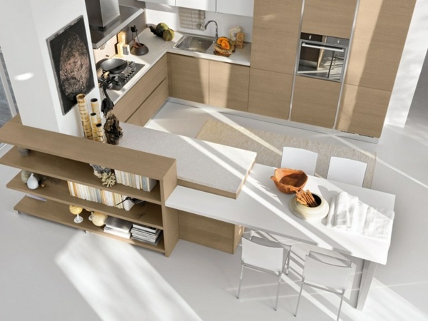Inbyggt kök matplats modern vit högblank bänkskiva