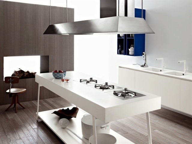 Kokplattor rostfritt stål bred huva hängande modernt kök