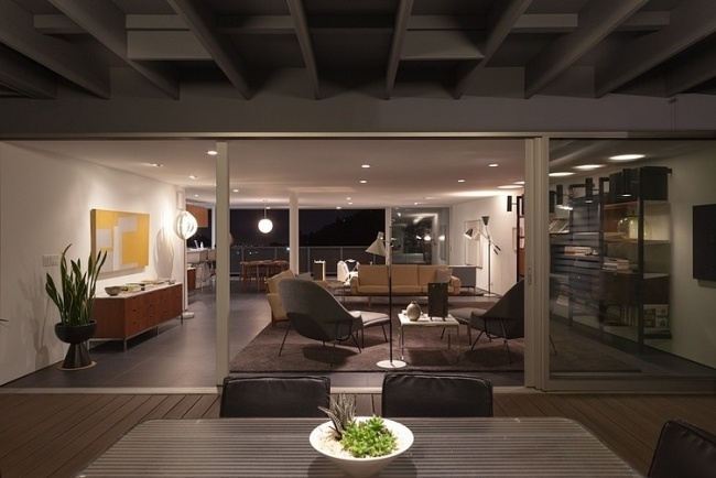 Öppet golv Vardagsrum Inredning Design Loftstil Villa Hillside California