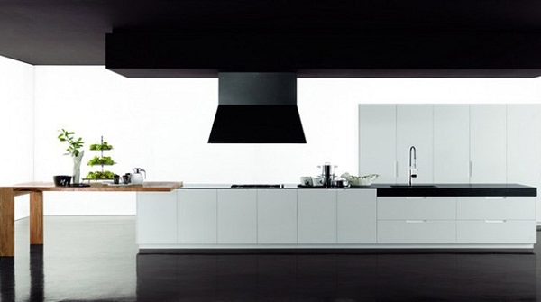 minimalistisk-kök-Zampieri-Cucine-svart-vit-träbänk