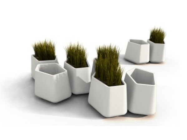 minimalistiskt utseende vita planters - rock garden collection