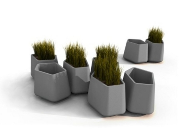 Planters modern plast modulär design grå