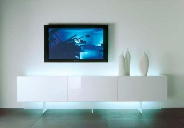 moderna skänkar acerbis högglans vit belysning -tv