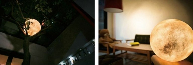 lampa moon idé deco skrivbord träd inredning