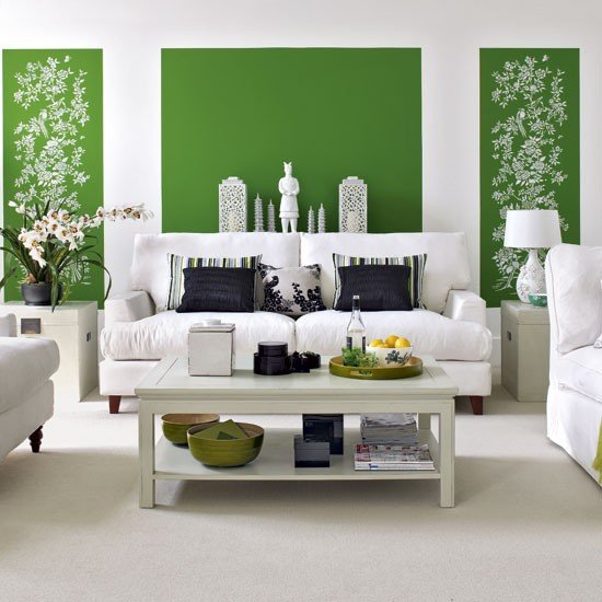 grönt-vardagsrum-färsk-vägg-färg