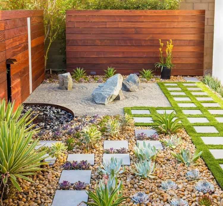 matchande trädgårdsdesign minimalistisk-idé-succulenter-graeser-succulenter