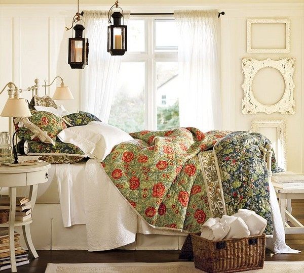 Shabby chic sovrum uppsättning dekorera