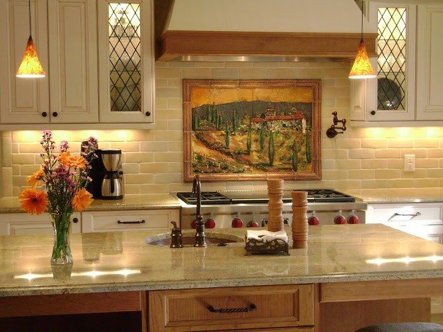 belysning i köket traditionell look mysig atmosfär målning