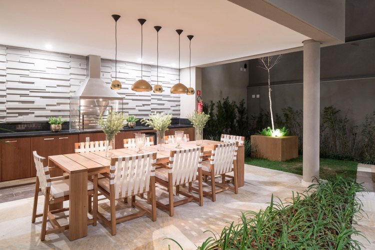 modernt sommar kök matplats trä 3D väggpaneler