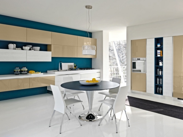 Azure blå vit bänkskåp design matplats