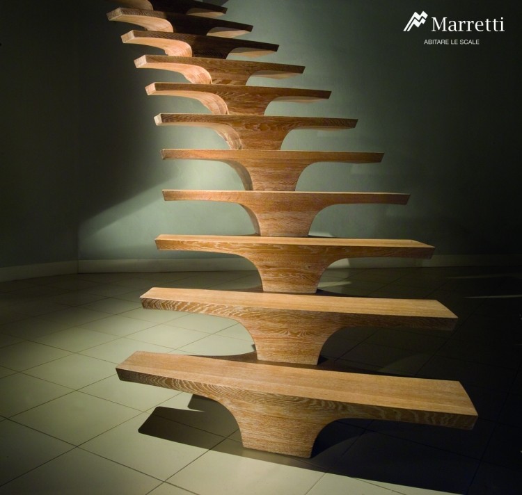 självbärande-trä-trappor-gjorda av olika träslag