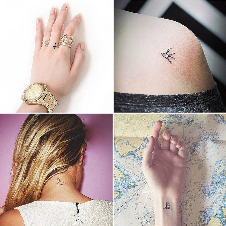 Miniatyr tatueringar motiv idéer kvinnor kroppsdelar