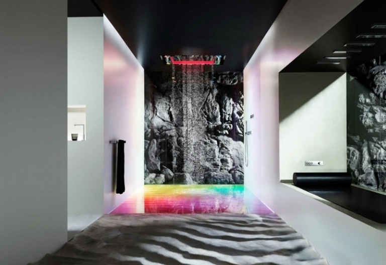 badrumsmöbler sensorer dusch av dornbracht färgglada lampor
