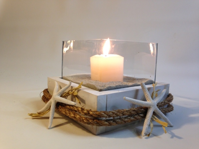 glasbehållare ljusstake sjöstjärna rep sand