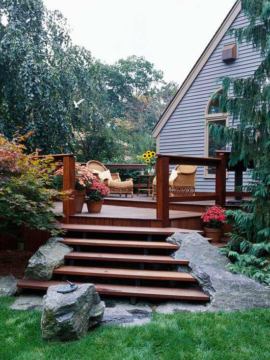 terrass i trädgården problem och lösningar stentrappor