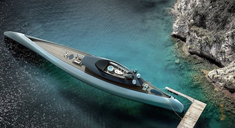 tuhura lyxyacht 115 meter lång kanotform modern