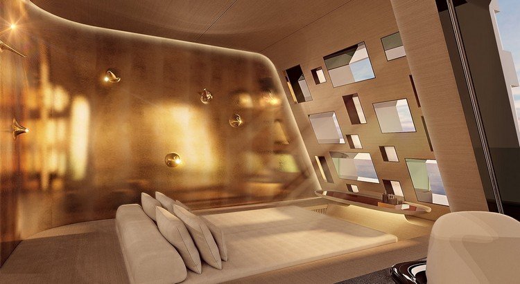 tuhura lyxig yacht design interiör möbler trä element