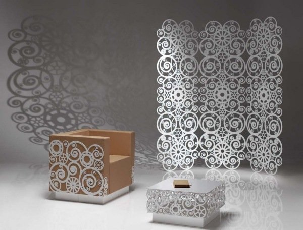 vit aluminium trädgårdsmöbler Bysteel sekretesspapper dekorationer