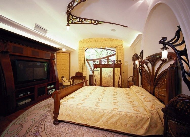 Funktioner-Art Nouveau-sovrum-massivt trä-möbler-ornament