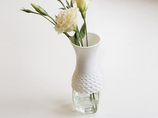 Lace Vase Milk Design Upcycling Idéer för plastflaskburkar