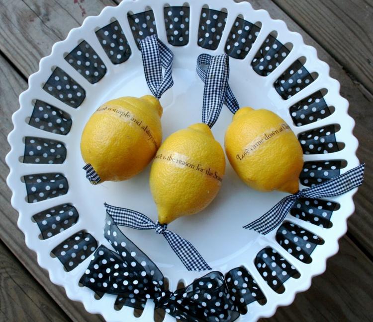 smycken tinker citroner tygband juldekorationer citrusfrukter diy