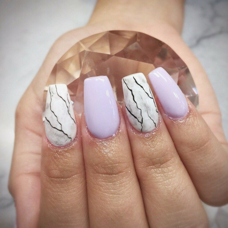sommar nail art ballerina naglar marmor effekt