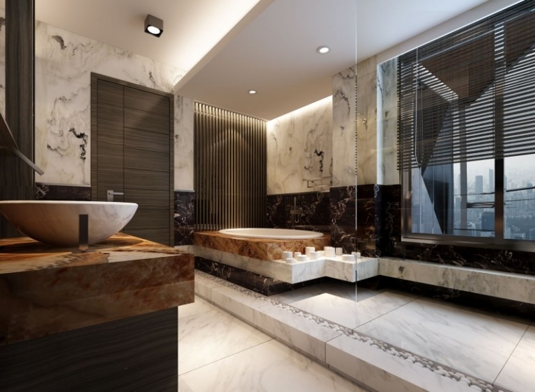 lyxigt badrum -badrum-design-badrum-idéer-modern-lyx-atmosfär-lite-pengar-skapa