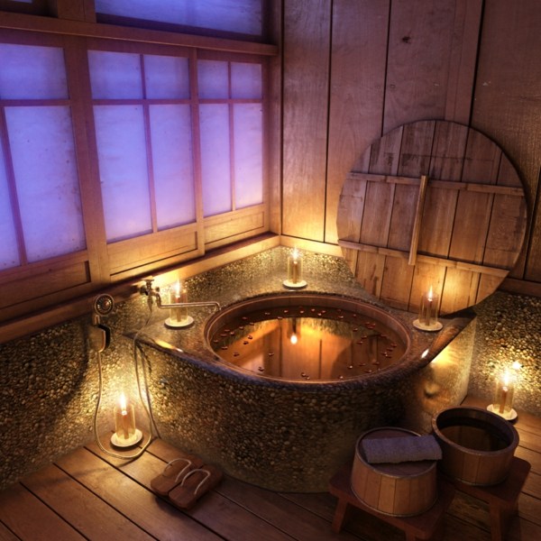 bekvämt och romantiskt badrum