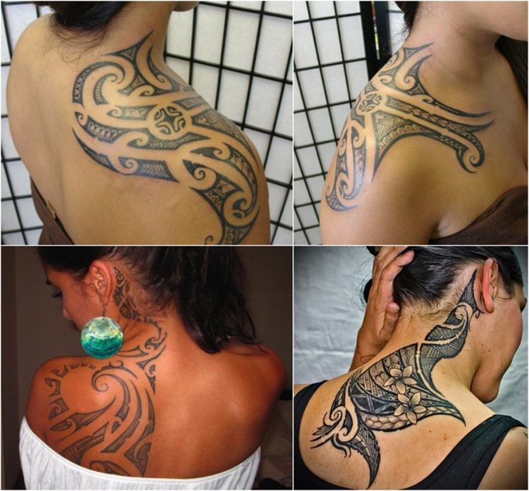 Maorie tatueringar kvinnor halsstammar bakom örat