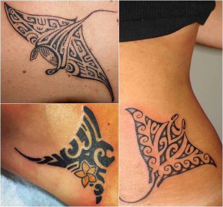 Tattoo tribals kvinnor motiv manta ray symbol för styrka och självhävdelse
