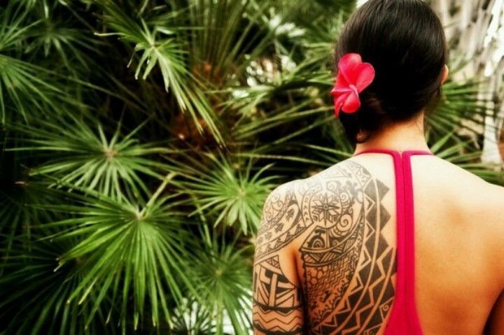 Maori tatueringar tillbaka spikar blommor geometriska Hawaii