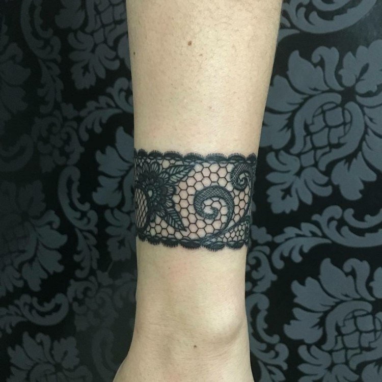 elegant tatuering armband kvinna spets blommönster