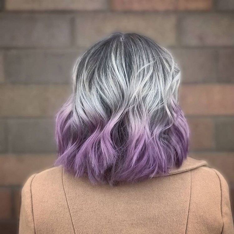 Grått hår med lila tips Frisyrtrender Spring Dip Dye Hair Pictures
