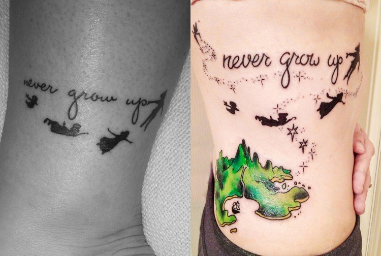 disney-tatueringar-motiv-idéer-peter-pan-aldrig-växa upp