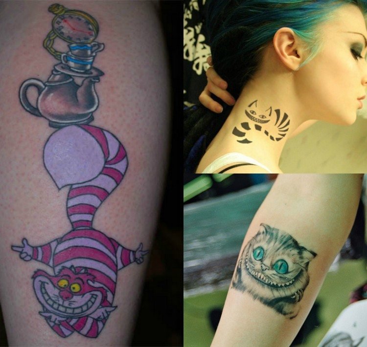 disney-tatueringar-motiv-idéer-cheshire-cat-alice-wonderland