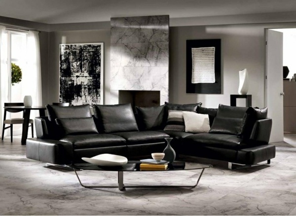 svart soffa lyx design