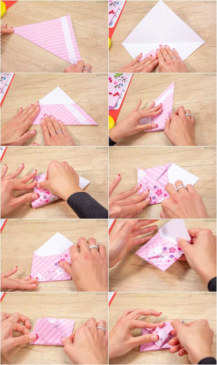 3 diy adventskalender origami -kuvert vika steg för steg guide guide exempelfoton