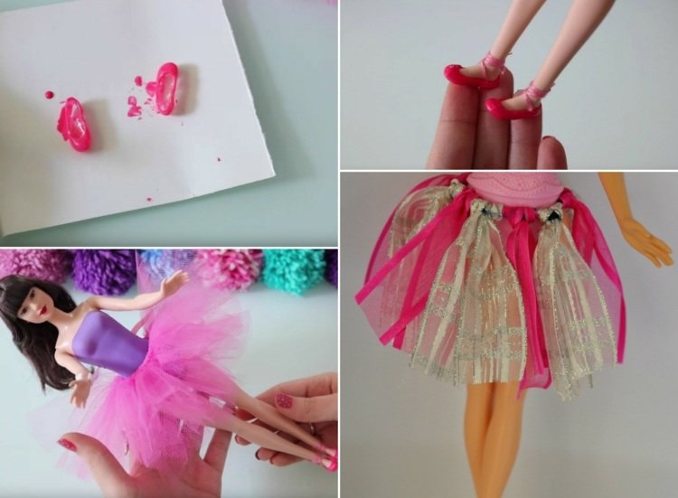 barbie-kläder-nagellack-skor-färg-tutu-gör-själv